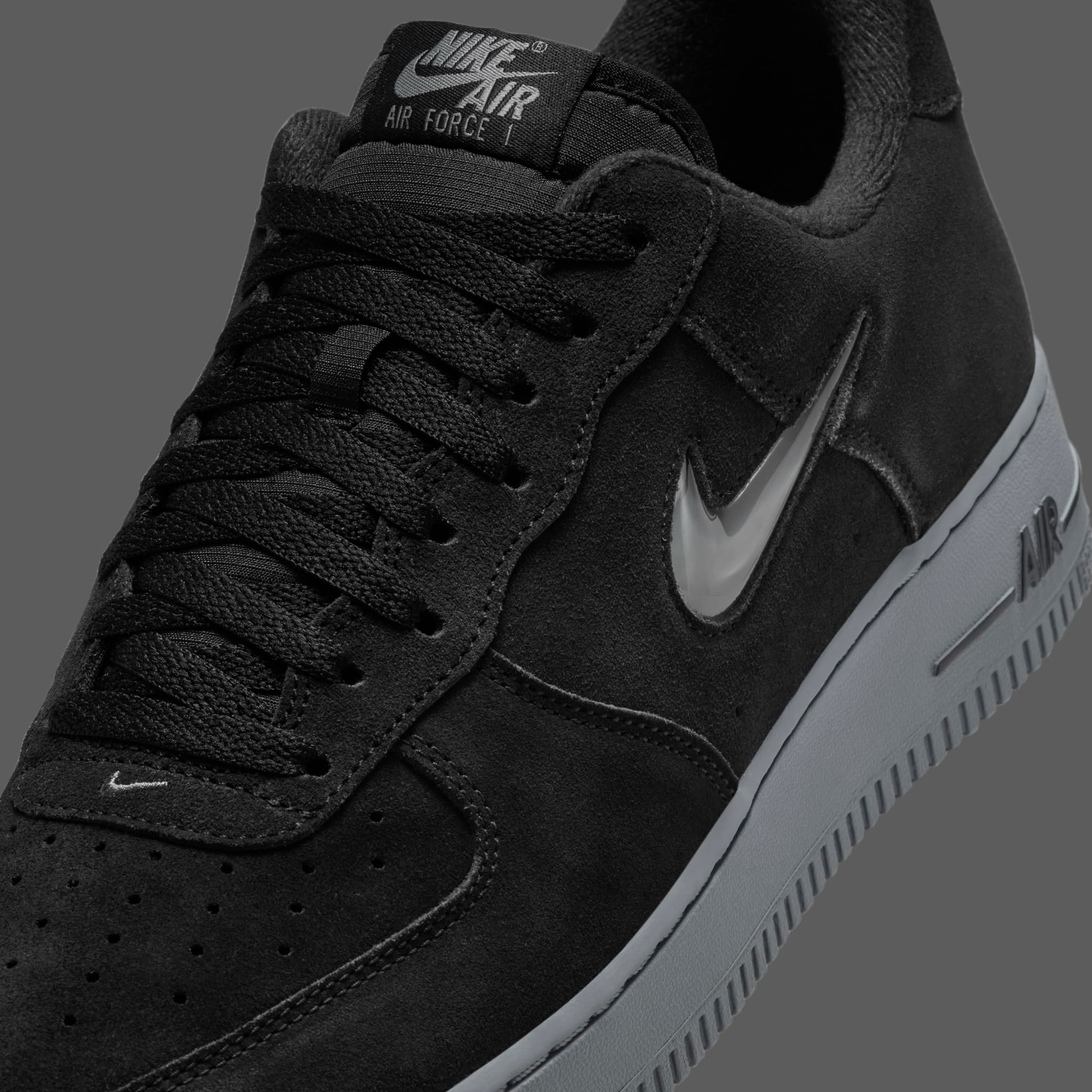 The Jewel Swoosh Air Force 1 Appears In Black Suede House of Heat